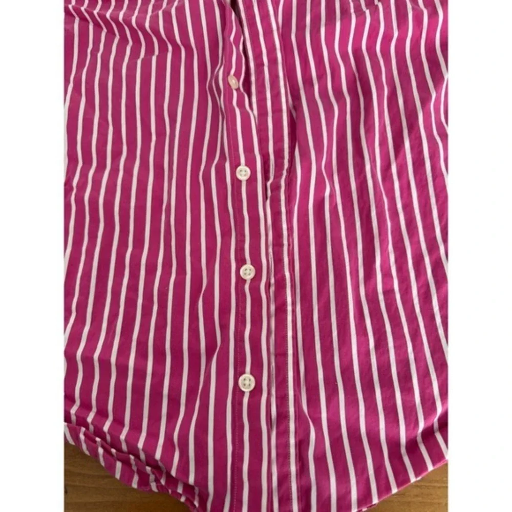 Ralph Lauren Kids Pink White Stripe‎ Slim Fit Button Down Shirt Size 4